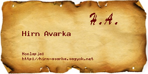 Hirn Avarka névjegykártya